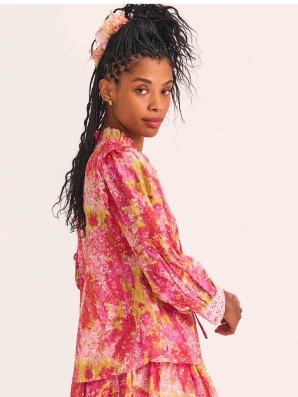 NWT LoveShackFancy Ronalda Blouse Swaying Coral Size XSmall Retail $325